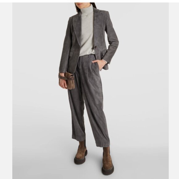 Brunello Cucinelli Suede straight pants - Picture 1 of 11